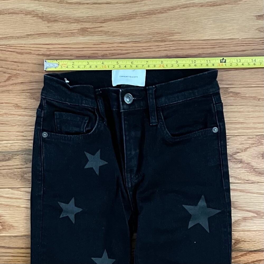 Current/Elliott Stiletto Star Jeans Womens 24 High Waist Black Vineland Crop - Picture 7 of 10